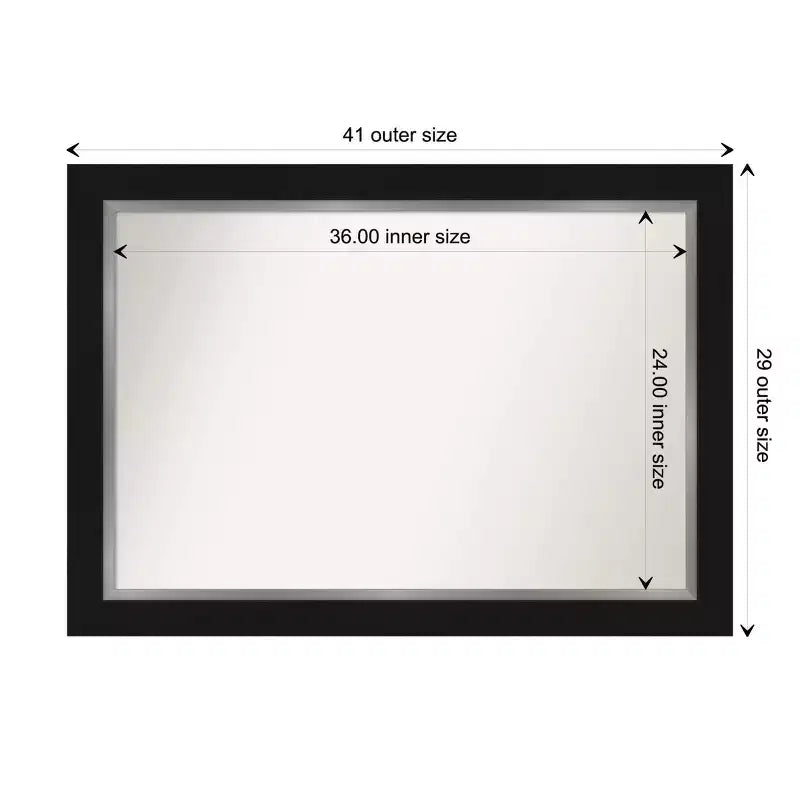 42" x 30" Black Framed Bathroom Wall Mirror - Modern Rectangle, Wall Mount