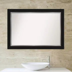 Miroir mural de salle de bain encadré noir 42 po x 30 po - Rectangulaire moderne, montage mural