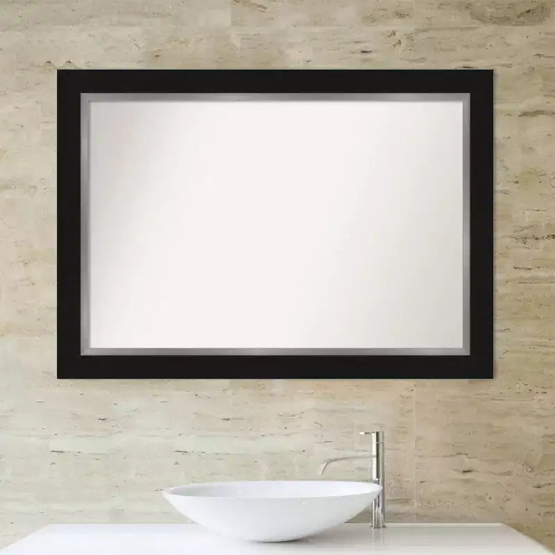 42" x 30" Black Framed Bathroom Wall Mirror - Modern Rectangle, Wall Mount