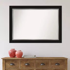 Miroir mural de salle de bain encadré noir 42 po x 30 po - Rectangulaire moderne, montage mural