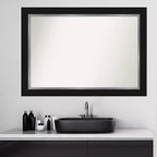 Miroir mural de salle de bain encadré noir 42 po x 30 po - Rectangulaire moderne, montage mural