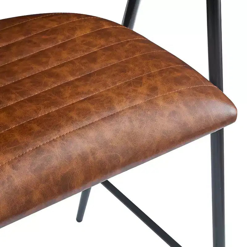 Upholstered 26" Faux Leather Counter Stool with Footrest & Iron Frame - Brown (Set of 2)
