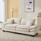 Stylish Corduroy Deep Seat Sofa: Loveseat Size with Pillows and Sleeper Function