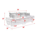 Canapé stylé en velours côtelé, assise profonde : Taille causeuse avec oreillers et fonction convertible
