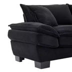 Canapé stylé en velours côtelé, assise profonde : Taille causeuse avec oreillers et fonction convertible