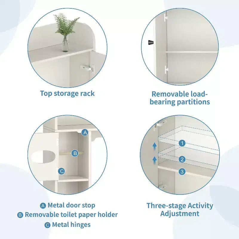 Over-the-Toilet Storage Cabinet with Barn Doors, Toilet Paper Holder & 7 Storage Areas, 70"H