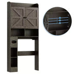 Armoire de rangement WC avec portes coulissantes, porte-papier toilette et 7 espaces de rangement, 178 cm de hauteur