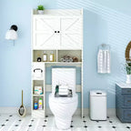 Armoire de rangement WC avec portes coulissantes, porte-papier toilette et 7 espaces de rangement, 178 cm de hauteur