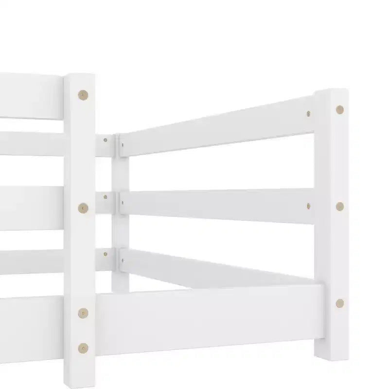 Twin/Full Low Profile Toddler Bed with Safety Rails & Solid Wood Frame - Kids Bedroom