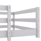 Lit pour tout-petits double/grand format à profil bas avec barres de sécurité et cadre en bois massif - Chambre d'enfant