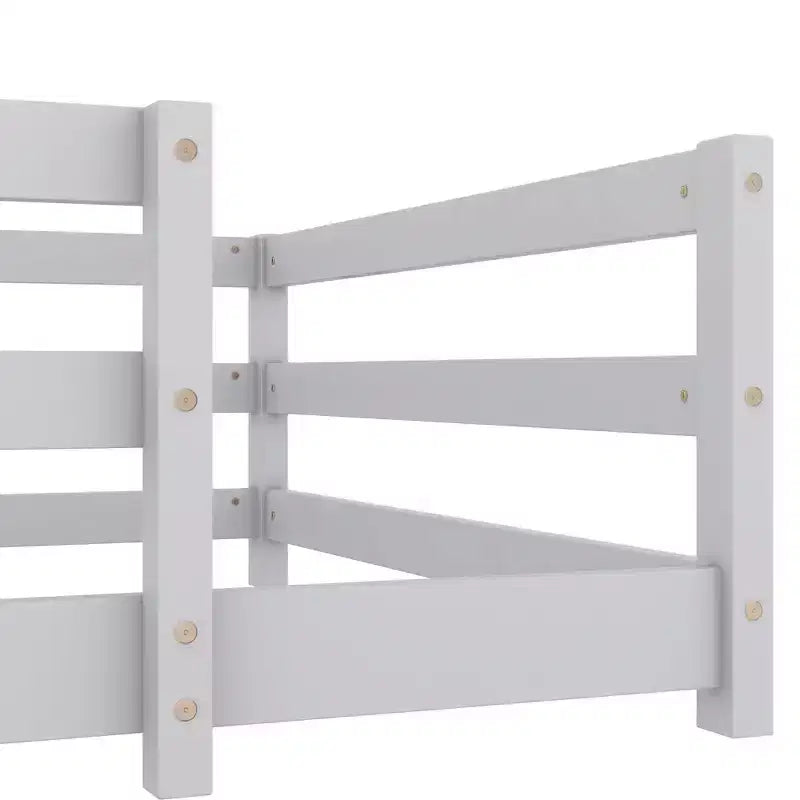Twin/Full Low Profile Toddler Bed with Safety Rails & Solid Wood Frame - Kids Bedroom