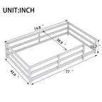 Lit pour tout-petits double/grand format à profil bas avec barres de sécurité et cadre en bois massif - Chambre d'enfant