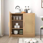 Buffet bas en bois 31x31x16, meuble de rangement avec étagères réglables et portes en rotin pour cuisine, chambre, salon/salle à manger