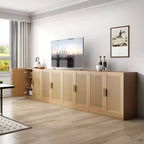 Buffet bas en bois 31x31x16, meuble de rangement avec étagères réglables et portes en rotin pour cuisine, chambre, salon/salle à manger