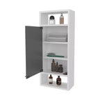 Armoire à pharmacie murale avec porte miroir et étagères ouvertes - Blanche, 72 cm H