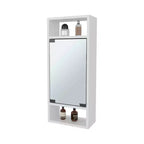 Armoire à pharmacie murale avec porte miroir et étagères ouvertes - Blanche, 72 cm H