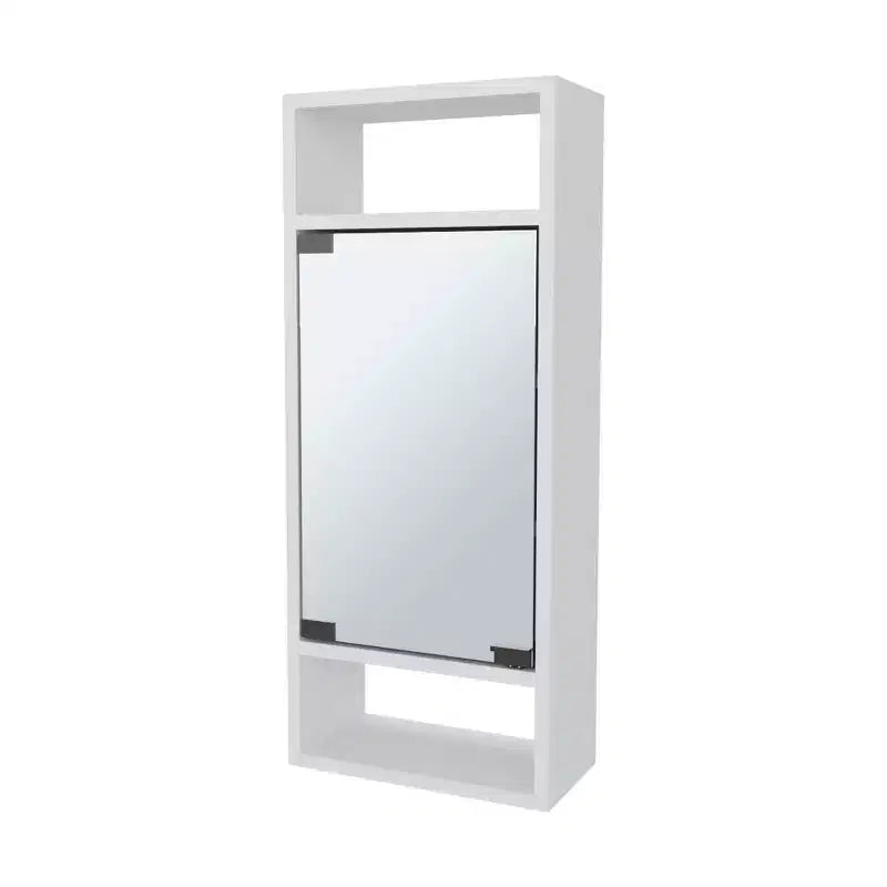 Wall-Mounted Medicine Cabinet with Mirror Door & Open Shelves - White, 28.3"H