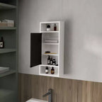 Armoire à pharmacie murale avec porte miroir et étagères ouvertes - Blanche, 72 cm H