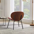 Fauteuil d'appoint coquille Mid-Century Modern - Pieds tripodes, chaise longue en tissu, finition noyer