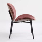 Fauteuil d'appoint coquille Mid-Century Modern - Pieds tripodes, chaise longue en tissu, finition noyer