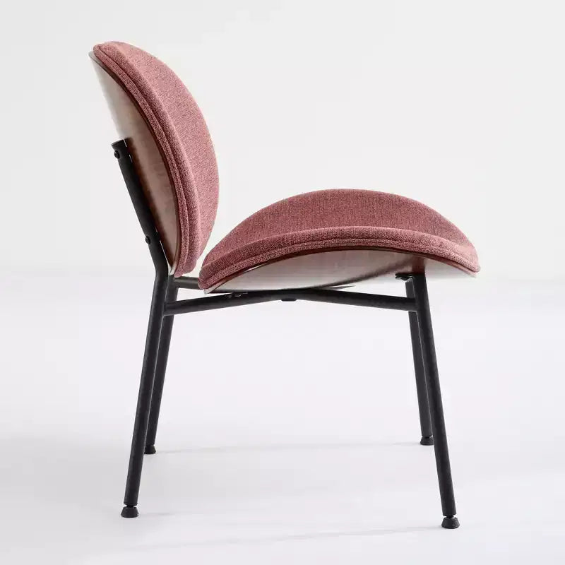 Mid-Century Modern Shell Accent Chair - Tripod Legs, Fabric Lounge Chair, Walnut Finish