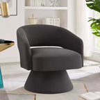 Okak Modern Swivel Accent Chairs for Bedroom, Upholstered Velvet Round Accent Chairs, 360 Degree Comfy Swivel Chair with Open Backrest