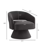 Fauteuil d'appoint moderne en velours pivotant à 360° – Chaise ronde rembourrée avec dossier ouvert