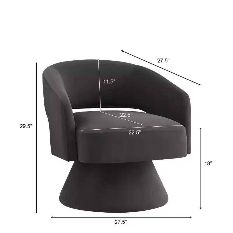 Modern 360° Swivel Velvet Accent Chair - Upholstered Round Chair with Open Backrest