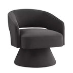 Fauteuil d'appoint moderne en velours pivotant à 360° – Chaise ronde rembourrée avec dossier ouvert
