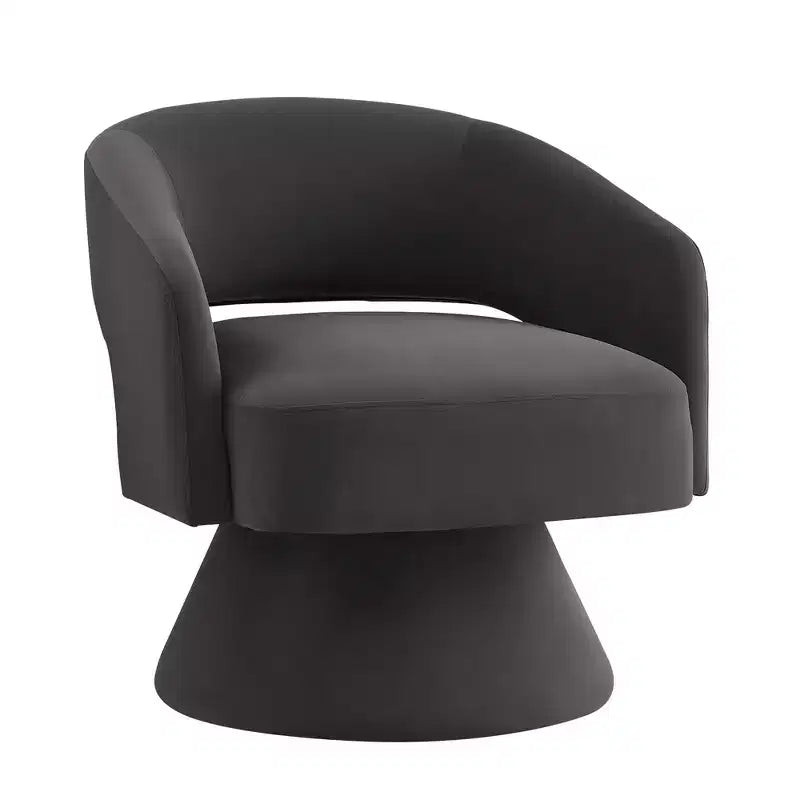 Modern 360° Swivel Velvet Accent Chair - Upholstered Round Chair with Open Backrest