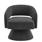 Fauteuil d'appoint moderne en velours pivotant à 360° – Chaise ronde rembourrée avec dossier ouvert