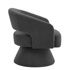Fauteuil d'appoint moderne en velours pivotant à 360° – Chaise ronde rembourrée avec dossier ouvert