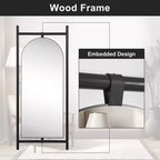 Miroir rectangulaire pleine longueur, miroir sur pied 71x31 avec support, miroir pleine longueur à cadre en alliage d'aluminium noir pour chambre à coucher et salon, noir