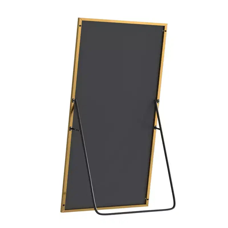 Rectangular Full Body Mirror, 71x31 Floor Mirror with Stand, Aluminum Alloy Metal Frame Full length Mirror Black for Bedroom Living Room, Black