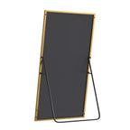Miroir rectangulaire pleine longueur, miroir sur pied 71x31 avec support, miroir pleine longueur à cadre en alliage d'aluminium noir pour chambre à coucher et salon, noir