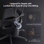 Fauteuil de bureau ergonomique avec repose-pieds - Soutien lombaire auto-ajustable, accoudoirs 4D, assise réglable