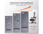 Fauteuil de bureau ergonomique avec repose-pieds - Soutien lombaire auto-ajustable, accoudoirs 4D, assise réglable