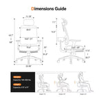Fauteuil de bureau ergonomique avec repose-pieds - Soutien lombaire auto-ajustable, accoudoirs 4D, assise réglable
