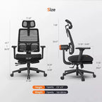 Fauteuil de bureau ergonomique avec repose-pieds - Soutien lombaire auto-ajustable, accoudoirs 4D, assise réglable