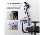 Fauteuil de bureau ergonomique avec repose-pieds - Soutien lombaire auto-ajustable, accoudoirs 4D, assise réglable