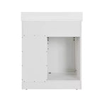 Meuble de salle de bain de ferme blanc de 30 po avec portes coulissantes de grange, 2 tiroirs et dosseret