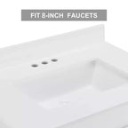 Meuble de salle de bain de ferme blanc de 30 po avec portes coulissantes de grange, 2 tiroirs et dosseret