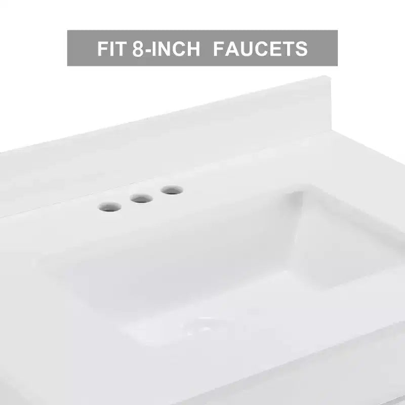 30" White Farmhouse Bathroom Vanity with Sliding Barn Doors, 2 Drawers & Backsplash
