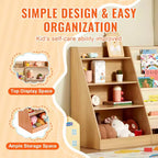 Étagère à Livres en Bois à 4 Niveaux pour Enfants - Bibliothèque à Écharpe à Six Couches, Organisateur de Jouets et de Livres pour Chambre d'Enfant