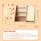 Étagère à Livres en Bois à 4 Niveaux pour Enfants - Bibliothèque à Écharpe à Six Couches, Organisateur de Jouets et de Livres pour Chambre d'Enfant