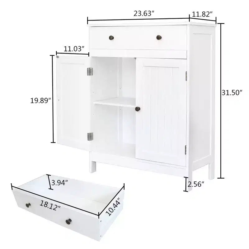 Freestanding Bathroom Storage Cabinet - Waterproof MDF, Multi-Shelf Floor Stand