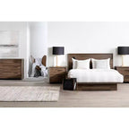 Cadre de lit ajustable de taille double à queen avec tiroir de rangement, panneau de particules, marron