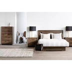 Cadre de lit ajustable de taille double à queen avec tiroir de rangement, panneau de particules, marron