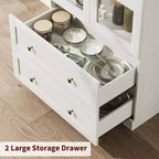 Grand placard de garde-manger de cuisine de style ferme avec porte cintrée et 2 grands tiroirs, assemblage facile
