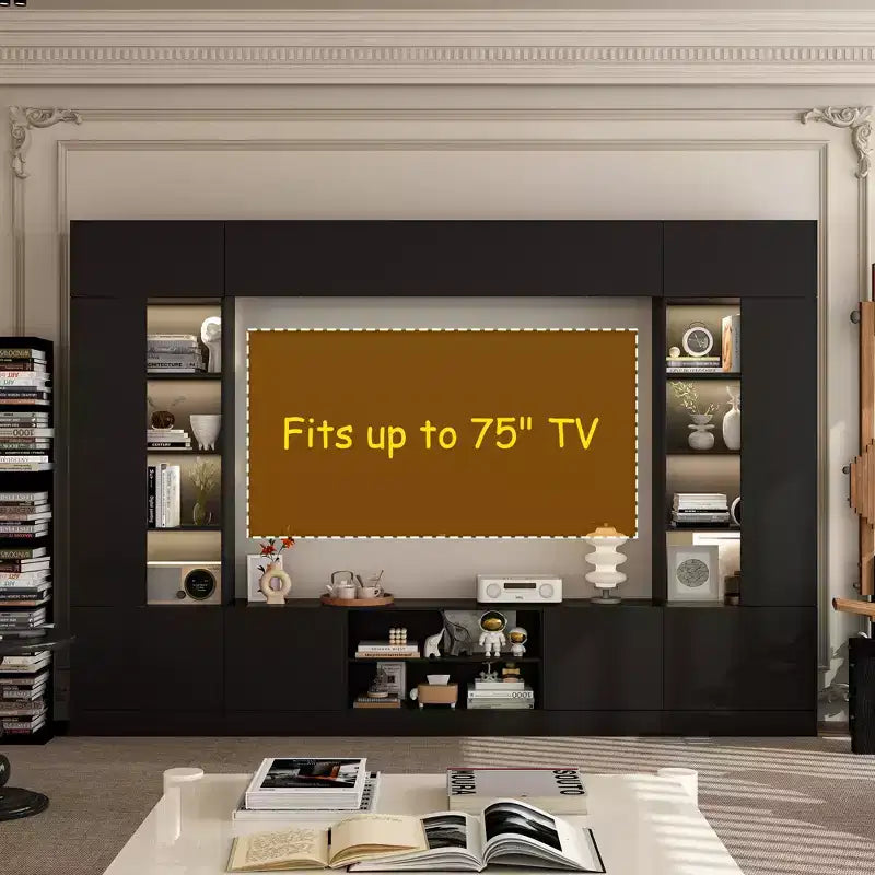 Large Wraparound TV Entertainment Center - Aesthetic & Practical Living Room Cabinet